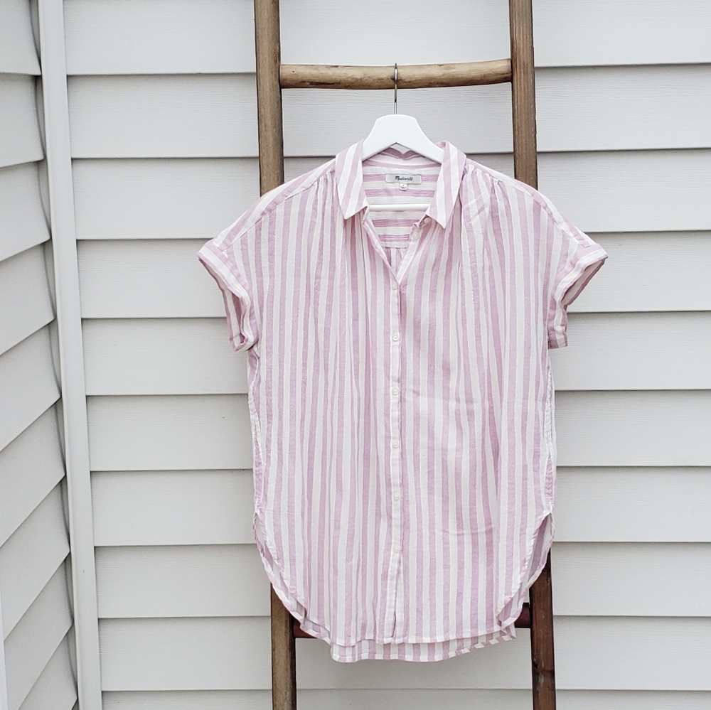 Madewell Central Tunic Shirt In Lavender Stripe